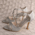 T-strap Sandals Silver for Women Wedding